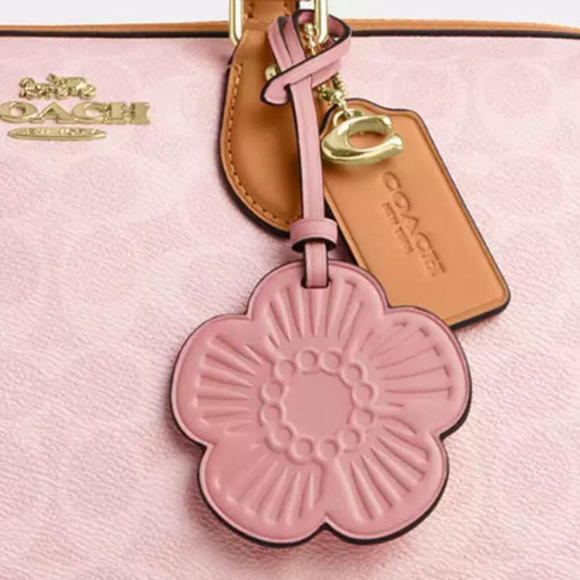 NEW Coach Large Rowan Satchel Bag In Pink Signature Canvas With Charms NWT - Picture 7 of 10